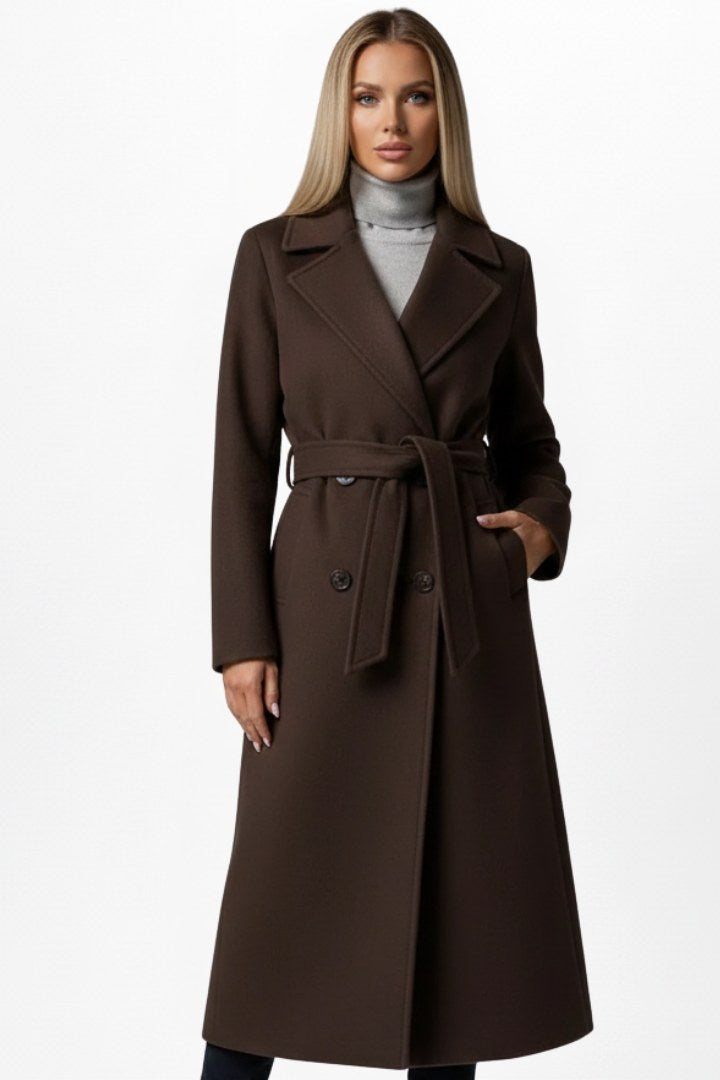 Roseline | Women's Double-Breasted Long Coat, Tailored Autumn Coat | Animated Apparel