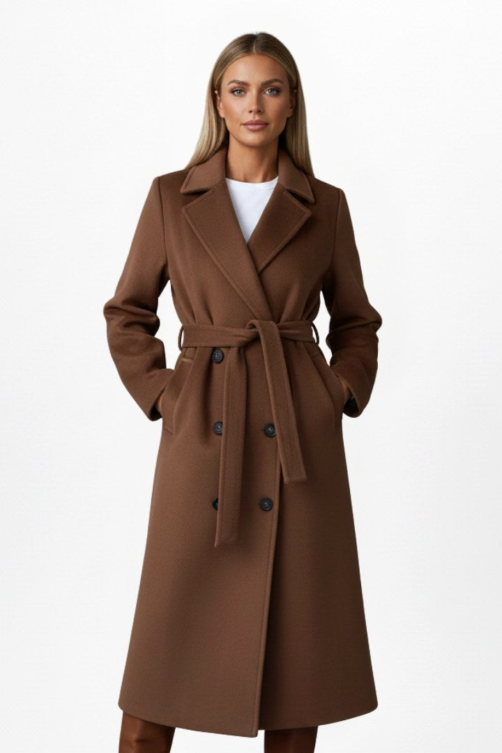 Roseline | Women's Double-Breasted Long Coat, Tailored Autumn Coat | Animated Apparel
