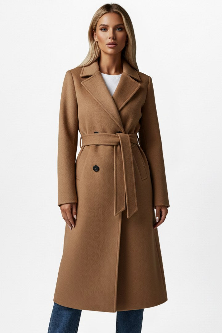 Roseline | Women's Double-Breasted Long Coat, Tailored Autumn Coat | Animated Apparel