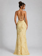 Rosie | Women's Floral Corset Maxi Dress, Sculpted Occasion Dress | Animated Apparel | Light Blue