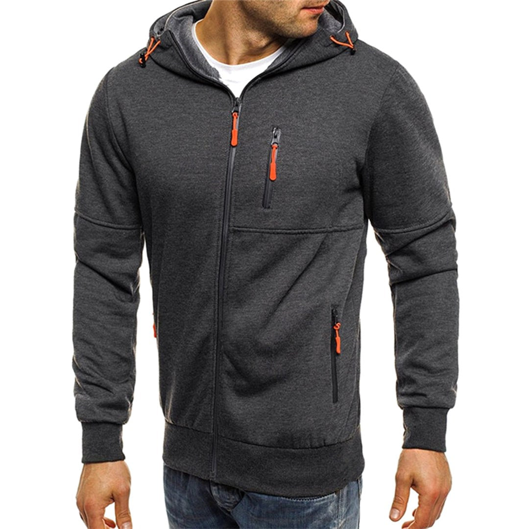 Ross | Men's Zip-Up Hoodie, Relaxed-Fit Autumn Jumper | Animated Apparel