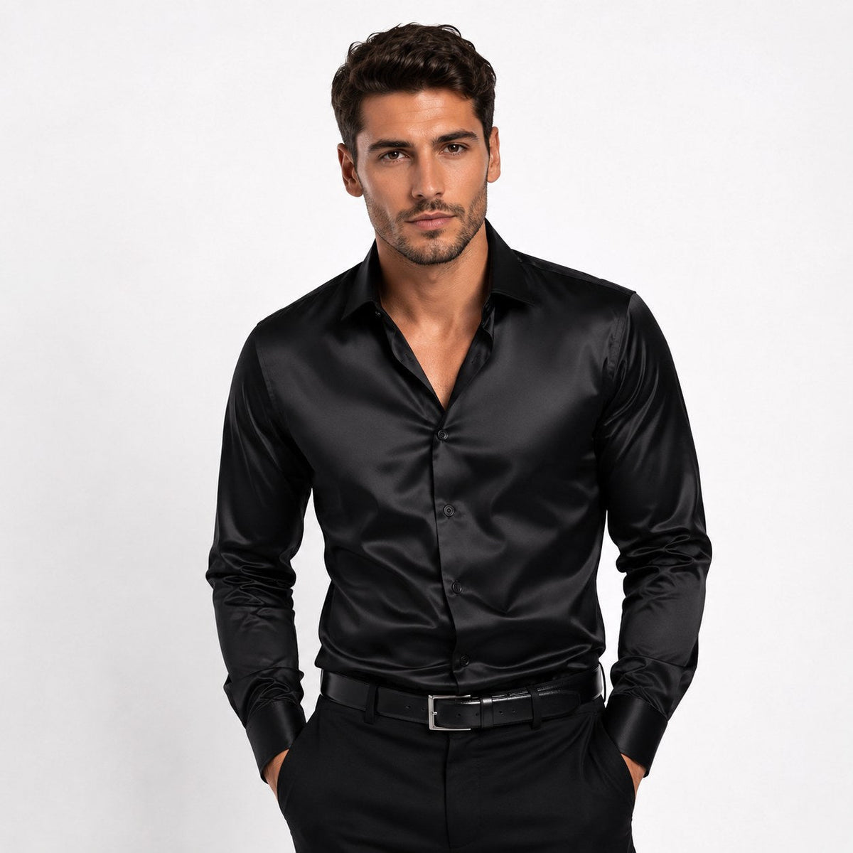 Julian | Men's Long-Sleeve Shirt with Button Front, Smart Casual Dress Shirt | Animated Apparel