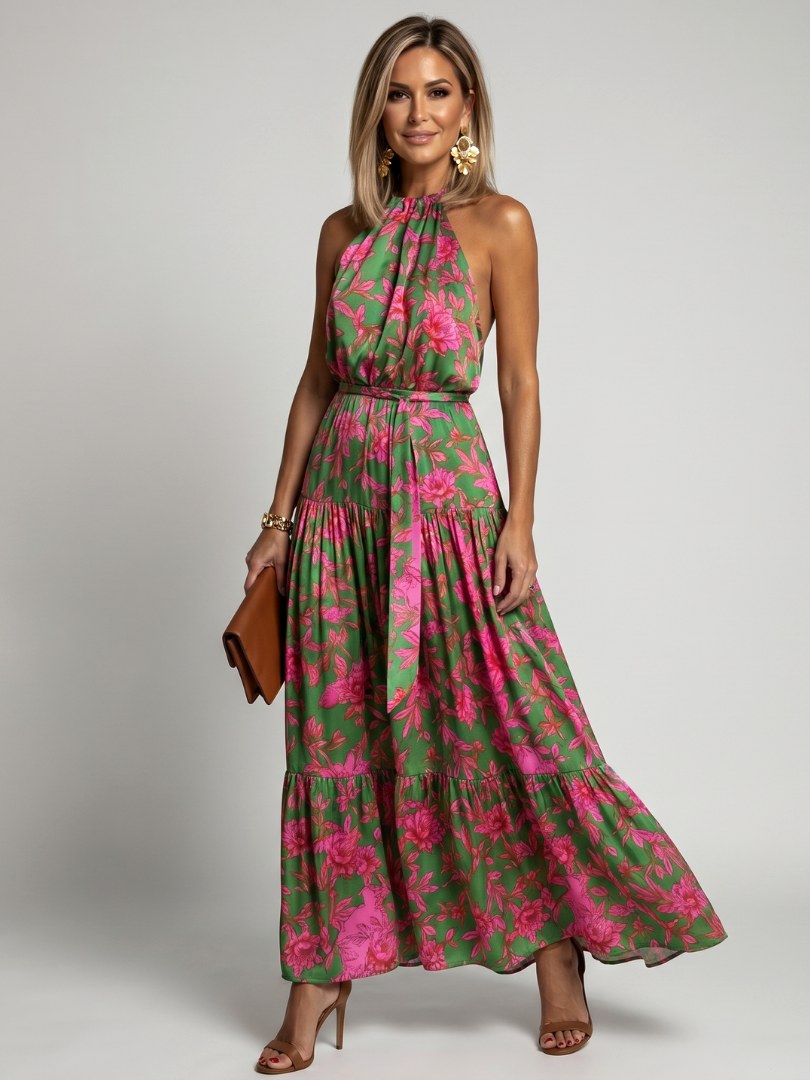 Rowen | Women's Draped Halter Midi Dress - image 2