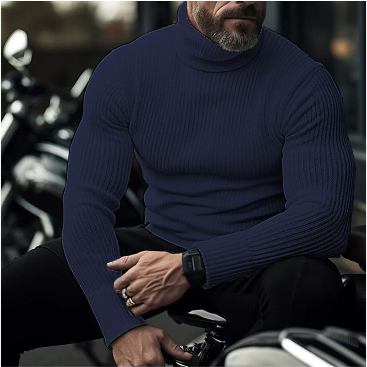 Rupert | Men's Roll-Neck Jumper, Structured Turtle-Neck Jumper | Animated Apparel