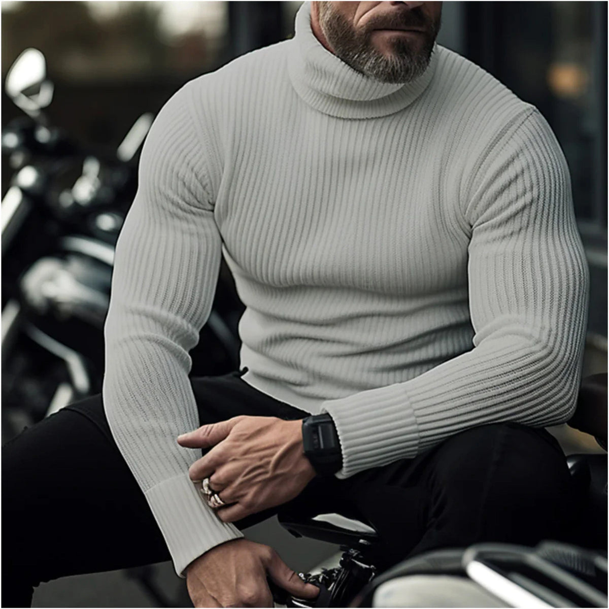 Rupert | Men's Roll-Neck Jumper, Structured Turtle-Neck Jumper | Animated Apparel