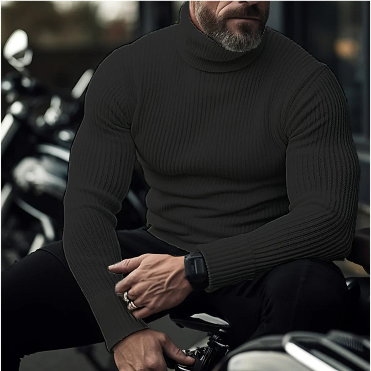 Rupert | Men's Roll-Neck Jumper, Structured Turtle-Neck Jumper | Animated Apparel