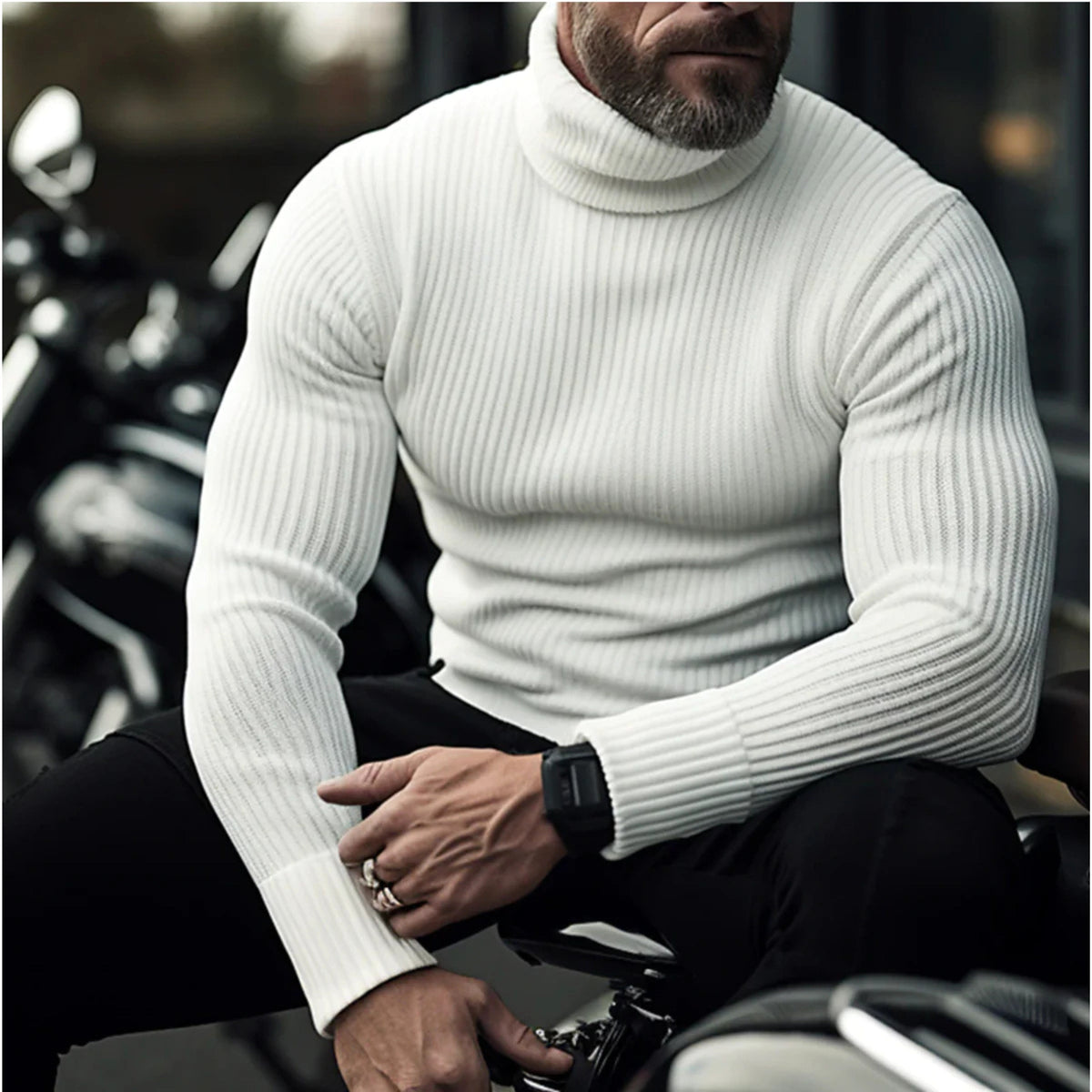 Rupert | Men's Roll-Neck Jumper, Structured Turtle-Neck Jumper | Animated Apparel
