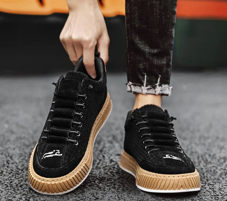 Isaac | Men's Lace-Up Trainers with Quilted Upper, Chunky Sole Trainers | Animated Apparel