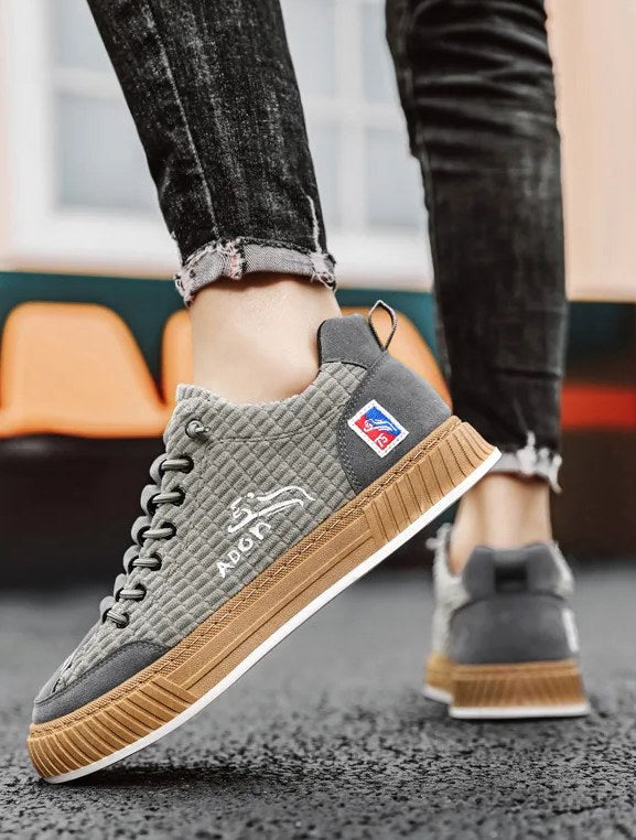 Isaac | Men's Lace-Up Trainers with Quilted Upper, Chunky Sole Trainers | Animated Apparel