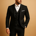 Ryan | Men's Slim Fit Three-Piece Suit with Waistcoat, Tailored Trouser Suit | Animated Apparel | Black