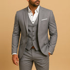 Ryan | Men's Slim Fit Three-Piece Suit with Waistcoat, Tailored Trouser Suit | Animated Apparel | Grey