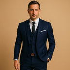 Ryan | Men's Slim Fit Three-Piece Suit with Waistcoat, Tailored Trouser Suit | Animated Apparel | Navy Blue