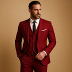 Ryan | Men's Slim Fit Three-Piece Suit with Waistcoat, Tailored Trouser Suit | Animated Apparel | Red