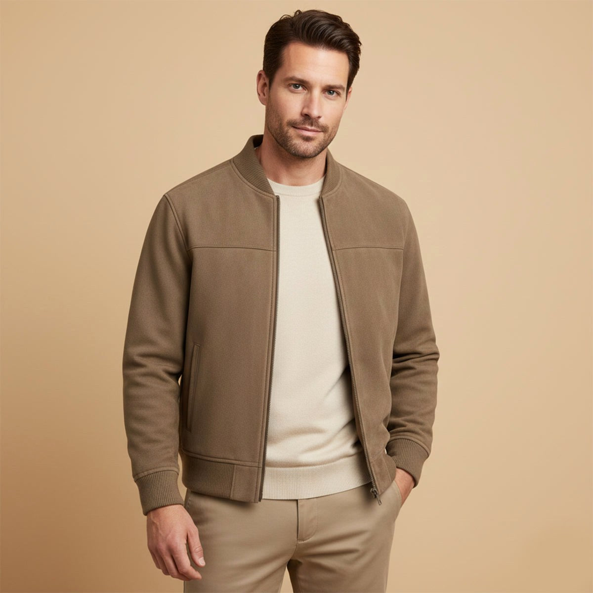 Ryan | Men's Suede Bomber Jacket, Tailored Autumn Jacket | Animated Apparel | Black