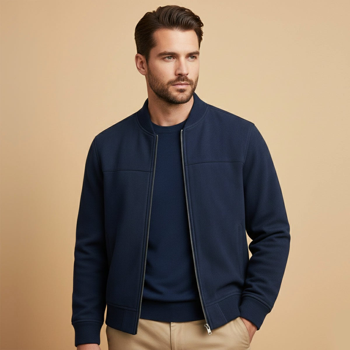 Ryan | Men's Suede Bomber Jacket, Tailored Autumn Jacket | Animated Apparel