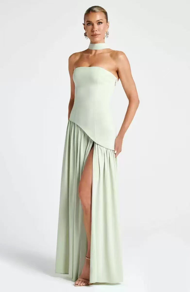 Sabine | Women's Strapless Maxi Dress with Leg Split, Formal Wedding Guest Dress | Animated Apparel