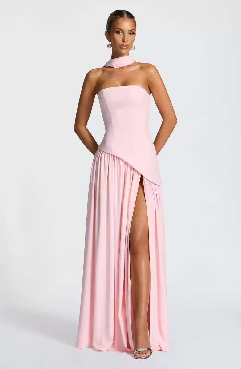 Sabine | Women's Strapless Maxi Dress with Leg Split, Formal Wedding Guest Dress | Animated Apparel