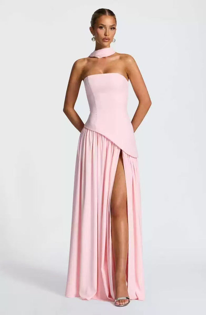 Sabine | Women's Strapless Maxi Dress with Leg Split, Formal Wedding Guest Dress | Animated Apparel