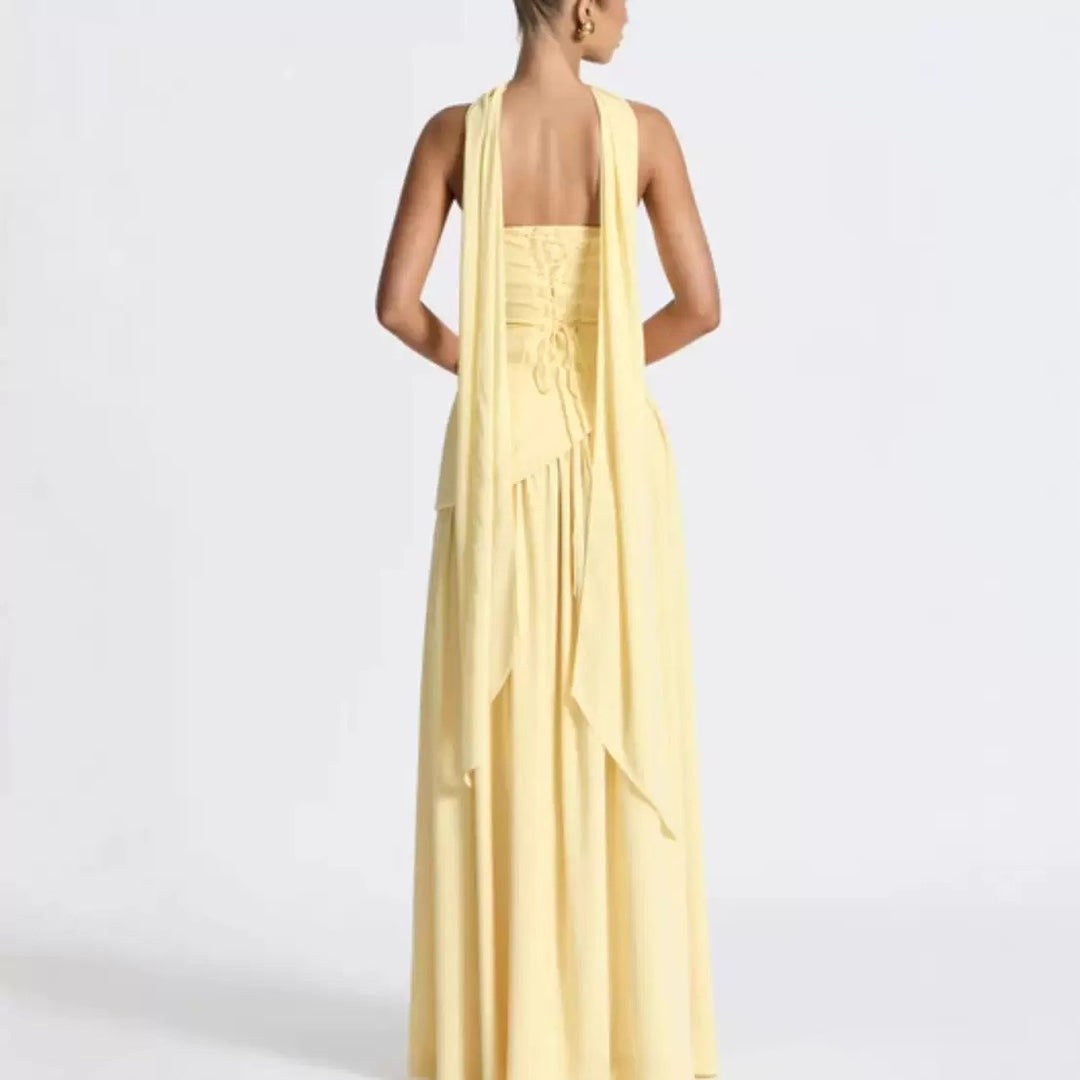 Sabine | Women's Strapless Maxi Dress with Leg Split, Formal Wedding Guest Dress | Animated Apparel | Pink
