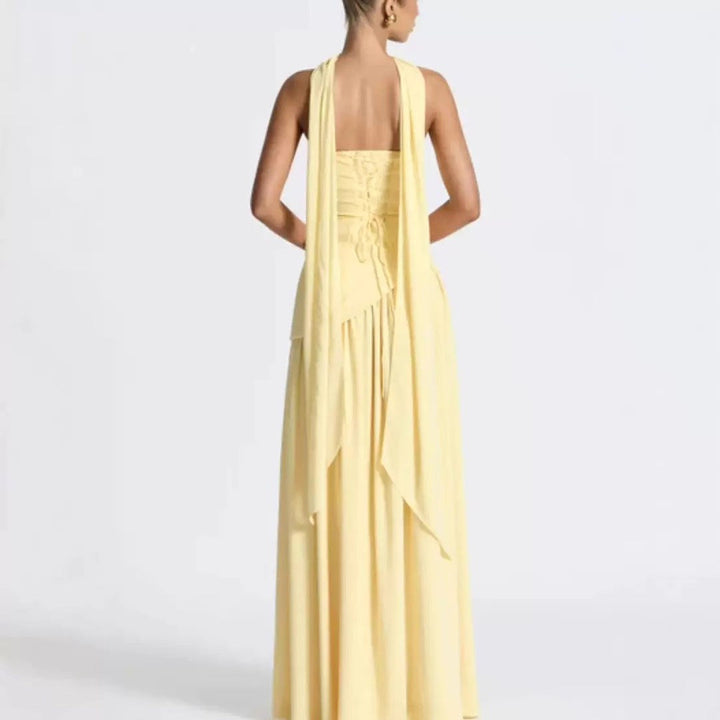 Sabine | Women's Strapless Maxi Dress with Leg Split, Formal Wedding Guest Dress | Animated Apparel | Pink