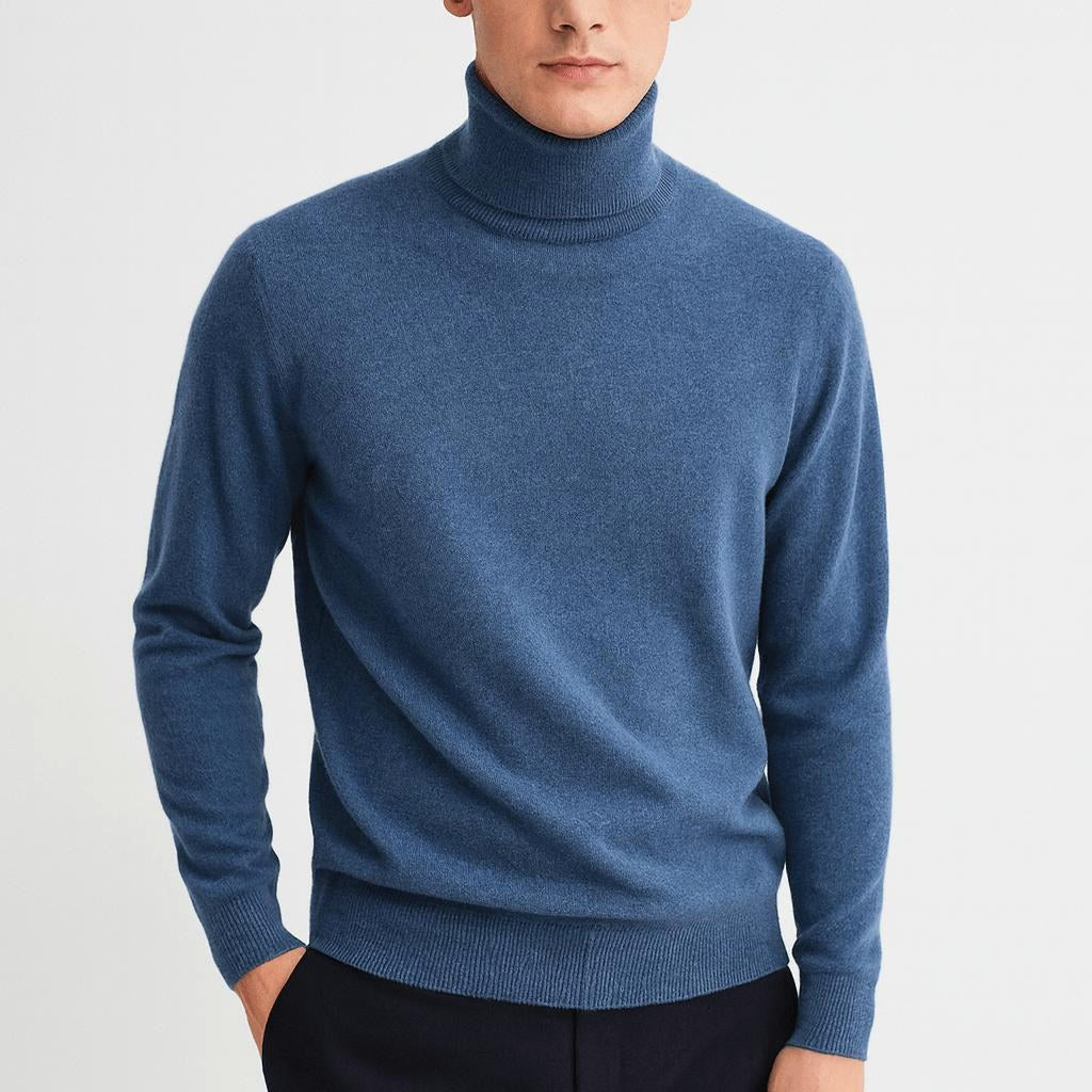 Ezra | Men's Cashmere Roll-Neck Jumper, Timeless Knit Jumper | Animated Apparel