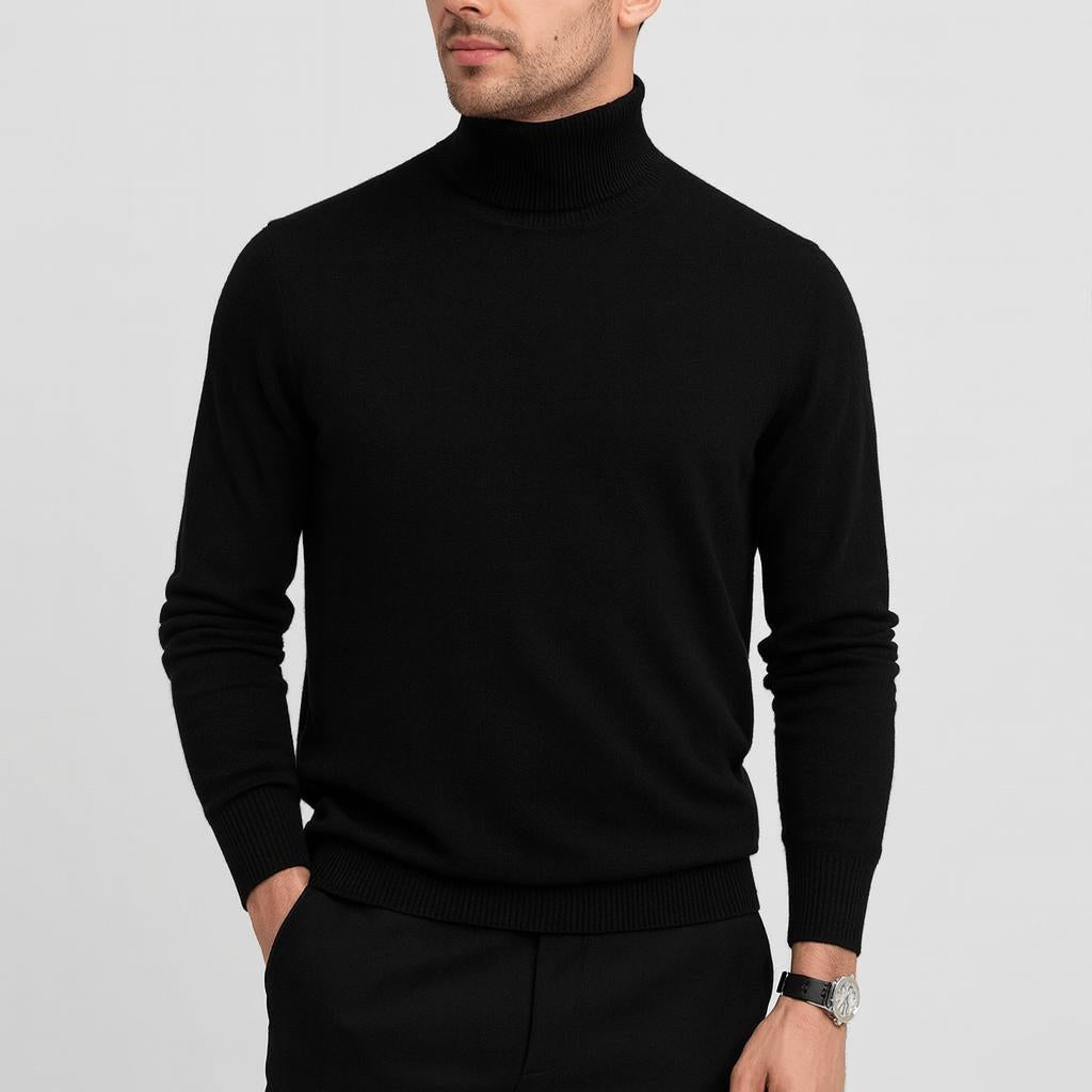 Ezra | Men's Cashmere Roll-Neck Jumper, Timeless Knit Jumper | Animated Apparel