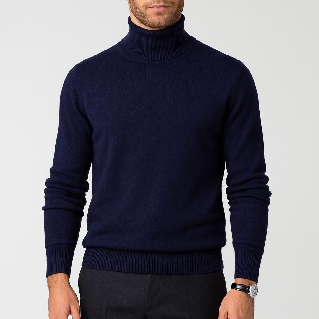 Ezra | Men's Cashmere Roll-Neck Jumper, Timeless Knit Jumper | Animated Apparel