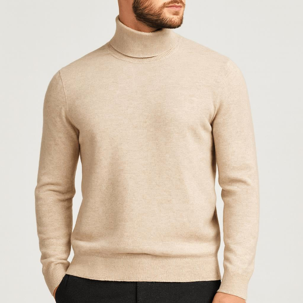 Ezra | Men's Cashmere Roll-Neck Jumper, Timeless Knit Jumper | Animated Apparel