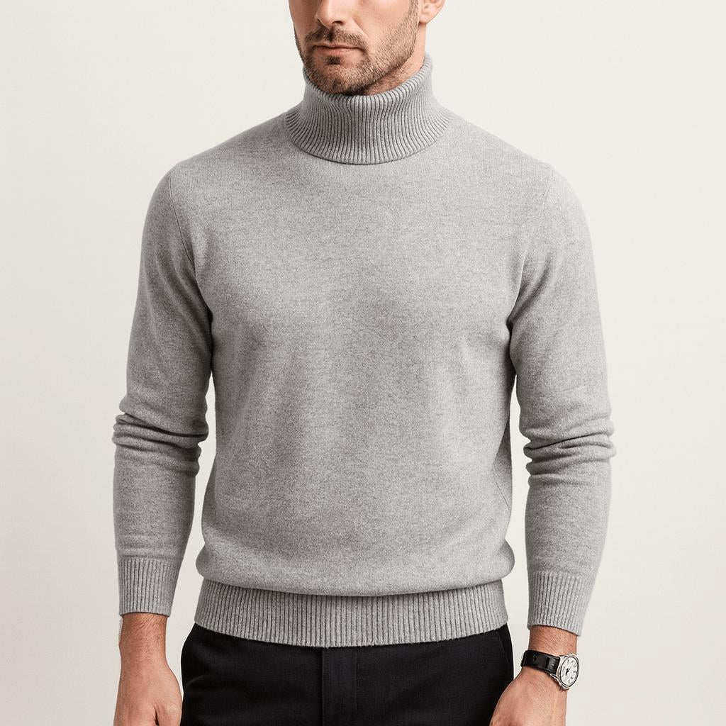 Ezra | Men's Cashmere Roll-Neck Jumper, Timeless Knit Jumper | Animated Apparel