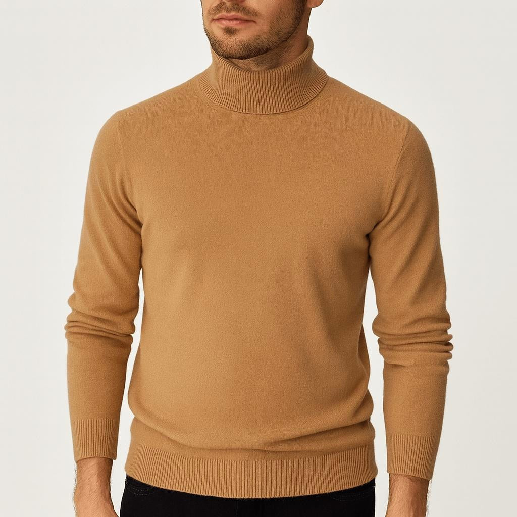 Ezra | Men's Cashmere Roll-Neck Jumper, Timeless Knit Jumper | Animated Apparel
