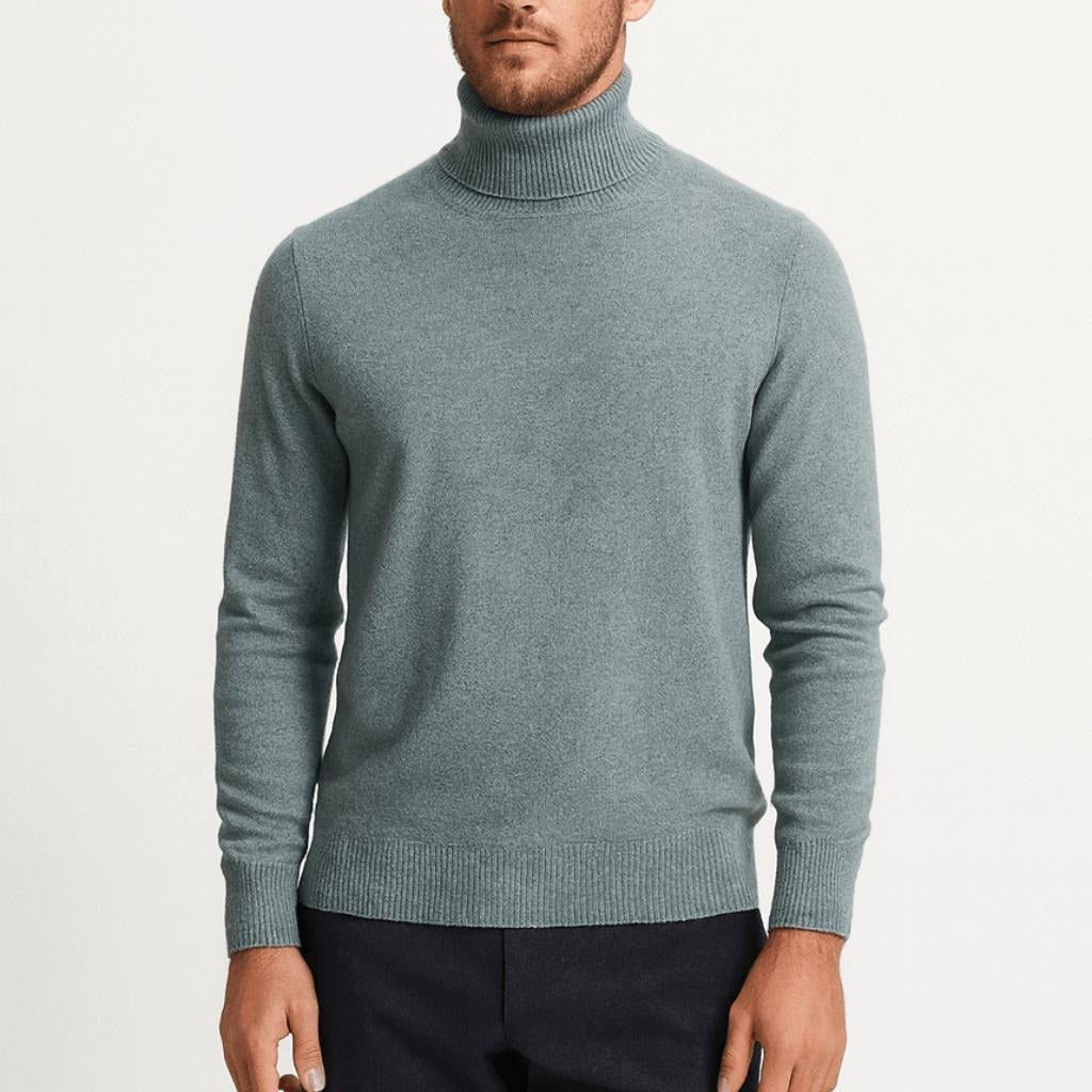 Ezra | Men's Cashmere Roll-Neck Jumper, Timeless Knit Jumper | Animated Apparel