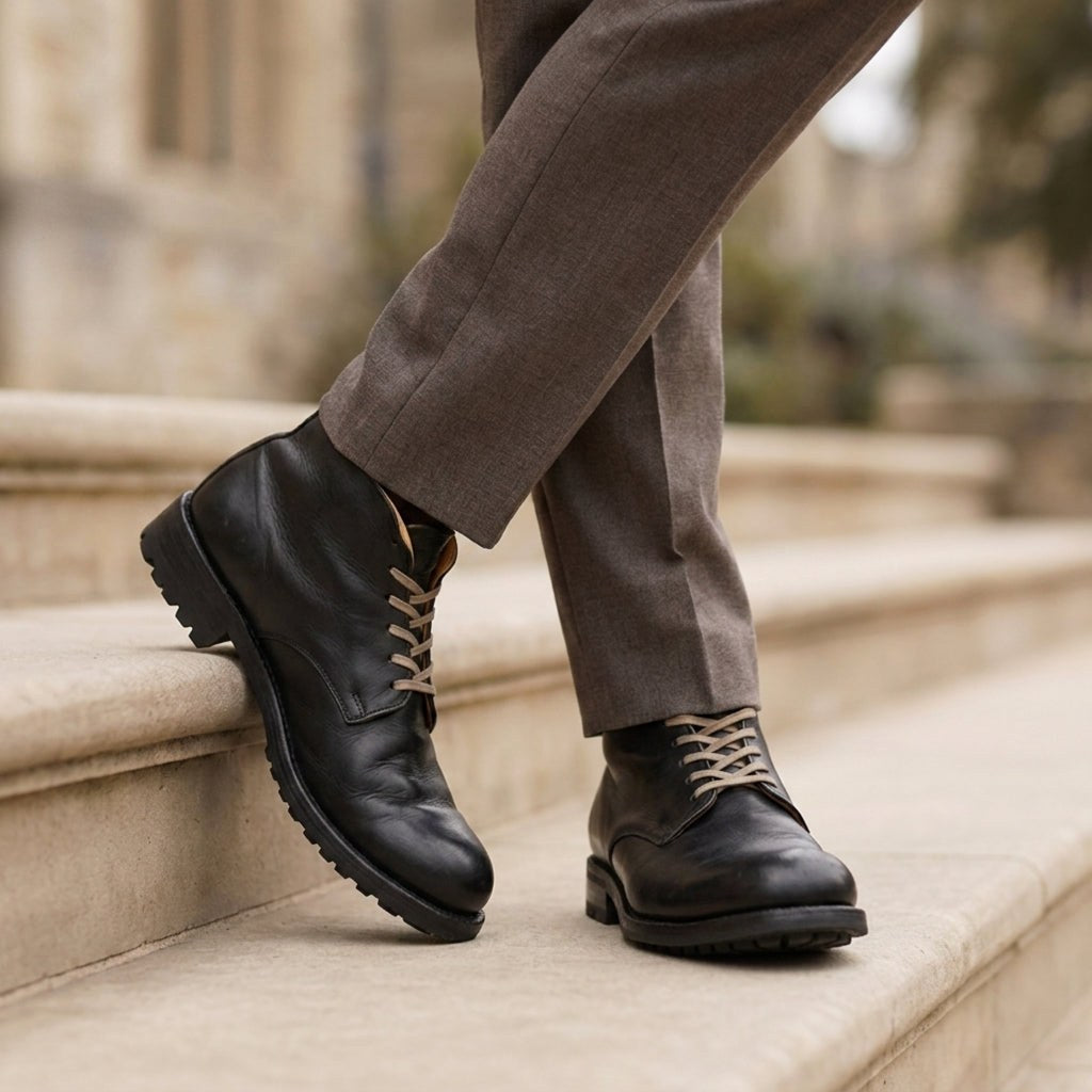 Samuel | Women's Lace-Up Faux Leather Boots, Classic Ankle Boots | Animated Apparel