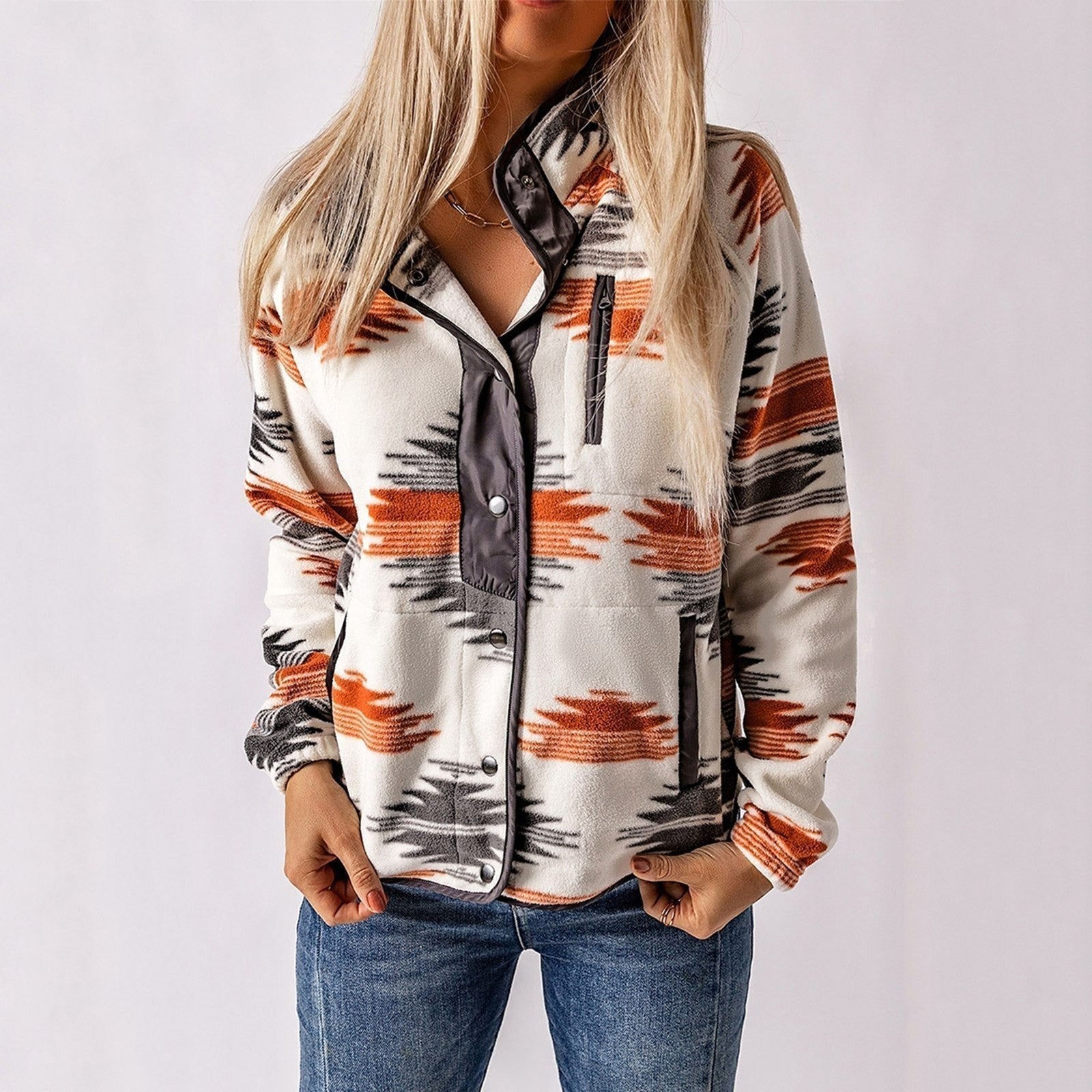 Sandra | Women's Button-Up Jacket, Structured Midweight Jacket | Animated Apparel | Gray