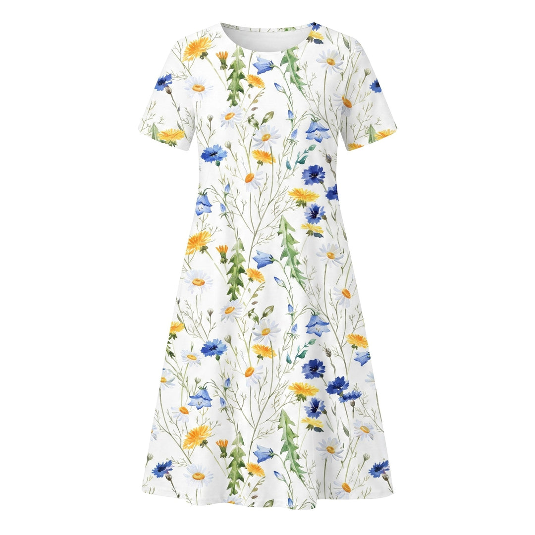 Savannah | Women's Casual Floral Midi Dress - White A