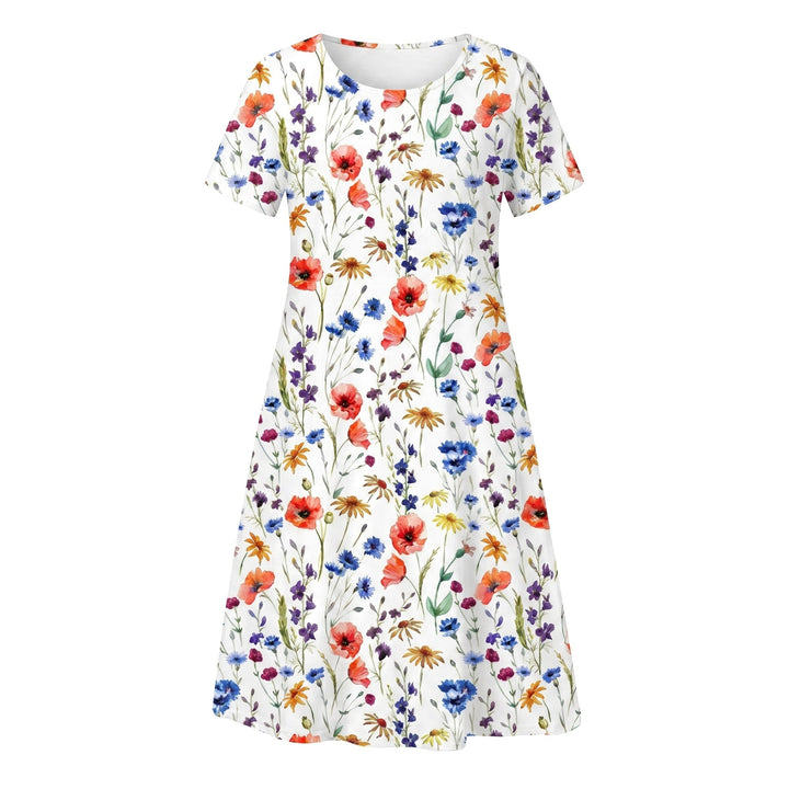 Savannah | Women's Casual Floral Midi Dress - Red
