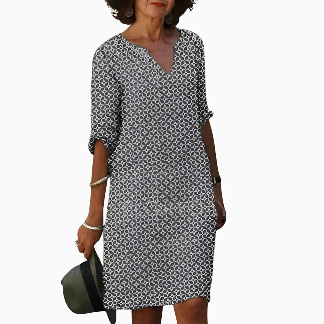 Savannah | Women's Lightweight V-Neck Summer Dress - Gray