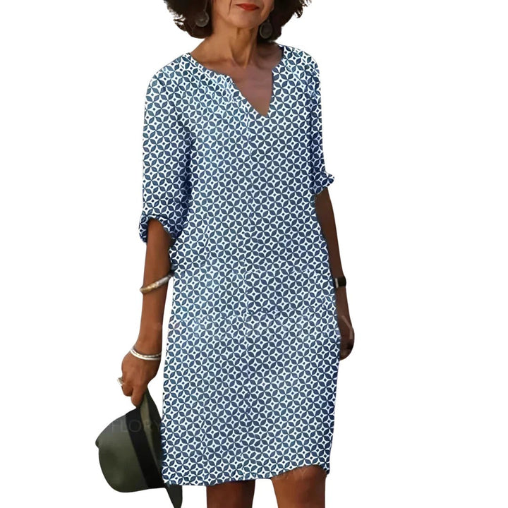 Savannah | Women's Lightweight V-Neck Summer Dress - Blue