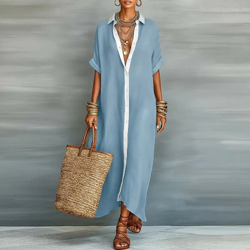 Savannah | Women's Linen Long Shirt Sundress - image 7