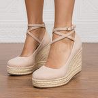 Savannah | Women's Orthopedic Suede Espadrille Wedge Sandals - Beige