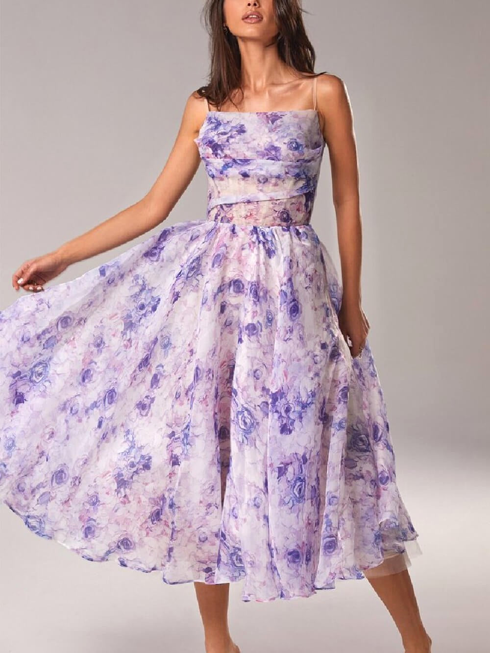 Savannah | Women's Strapless Printed Midi Dress - Purple
