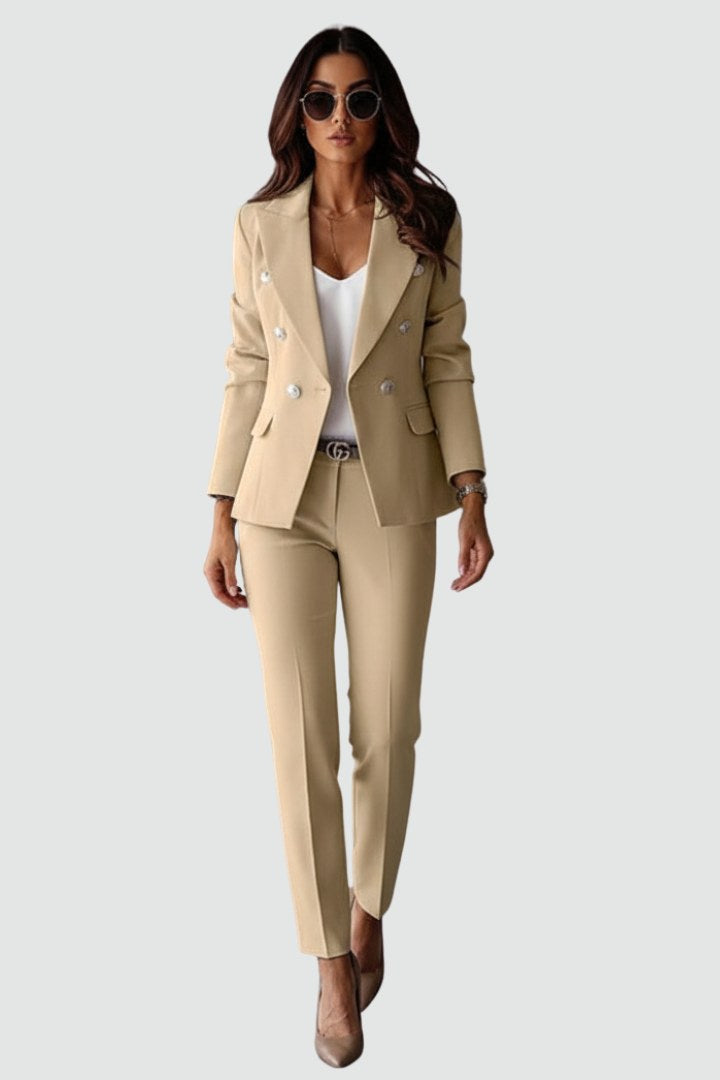 Savannah | Women's Tailored Two-Piece Suit Set - Grey