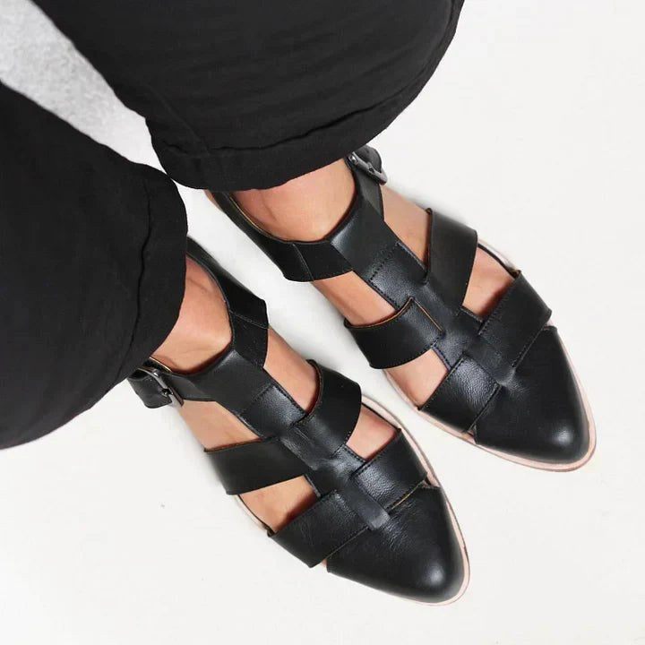Savannah | Women's Woven Flat Sandals - Black