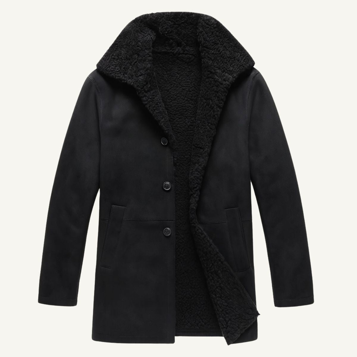 Sawyer | Men's Shearling Collar Overcoat, Tailored Winter Coat | Animated Apparel