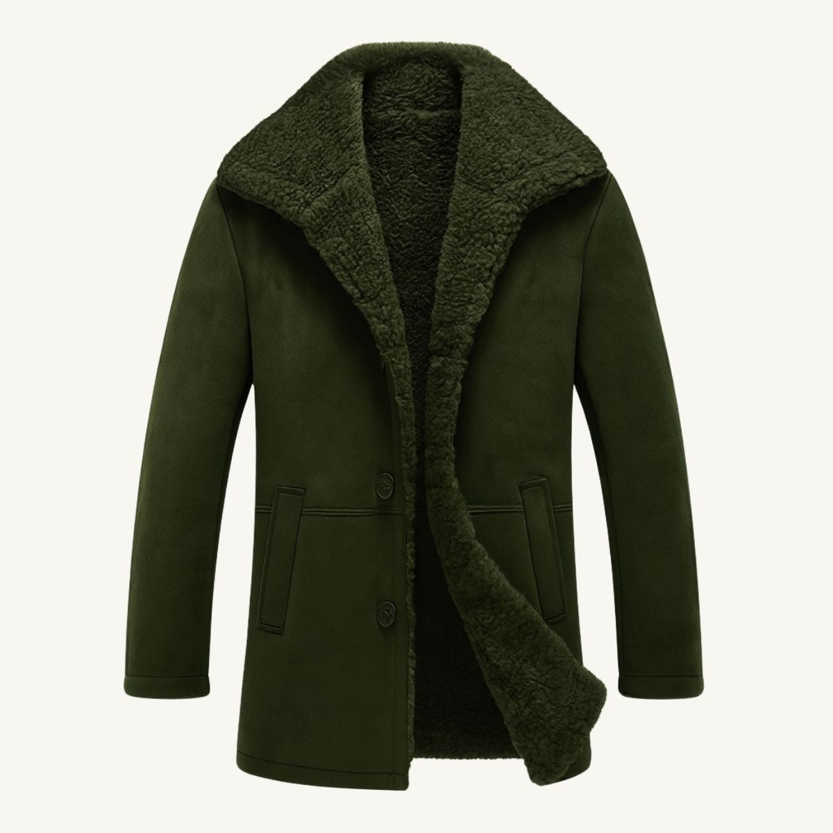 Sawyer | Men's Shearling Collar Overcoat, Tailored Winter Coat | Animated Apparel