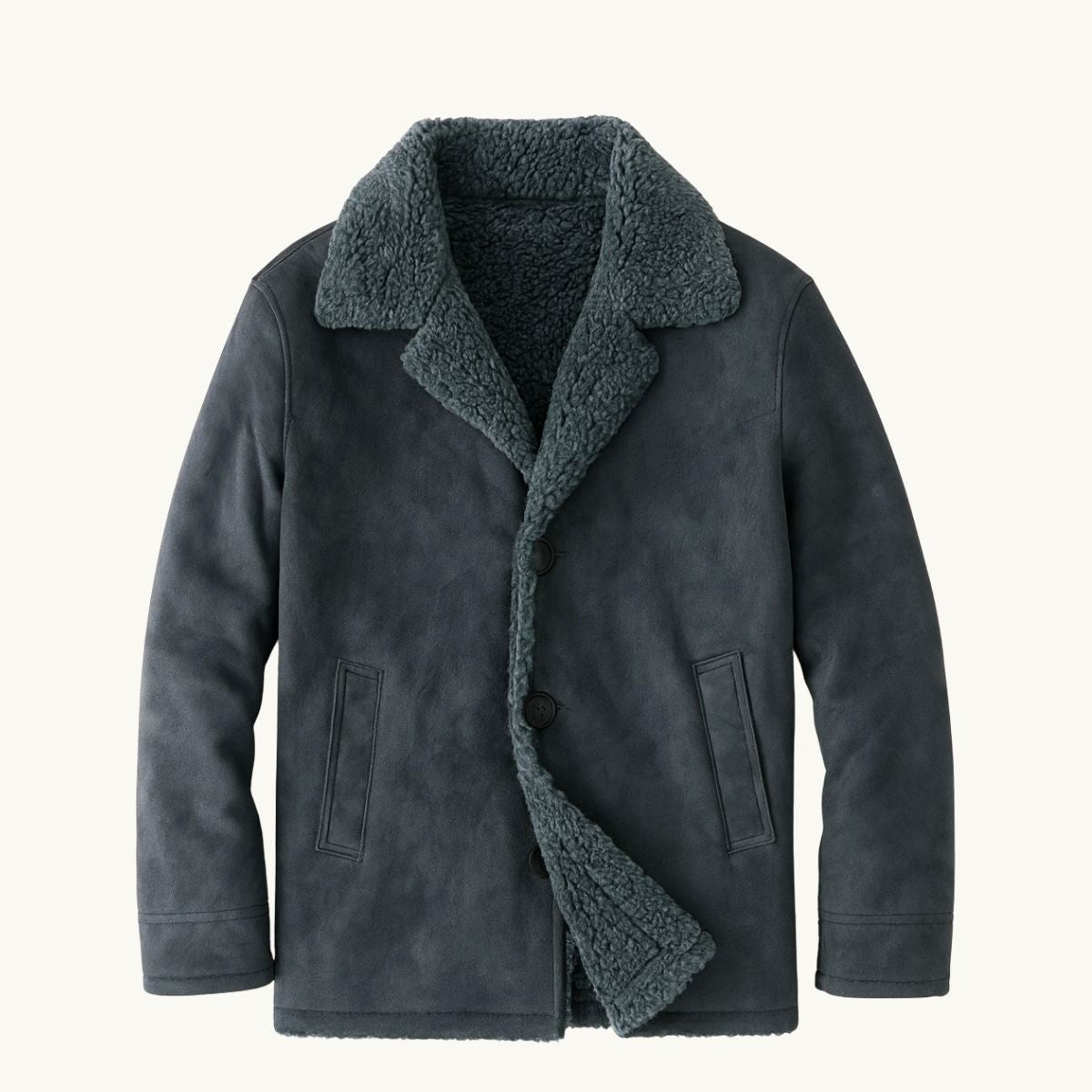 Sawyer | Men's Shearling Collar Overcoat, Tailored Winter Coat | Animated Apparel