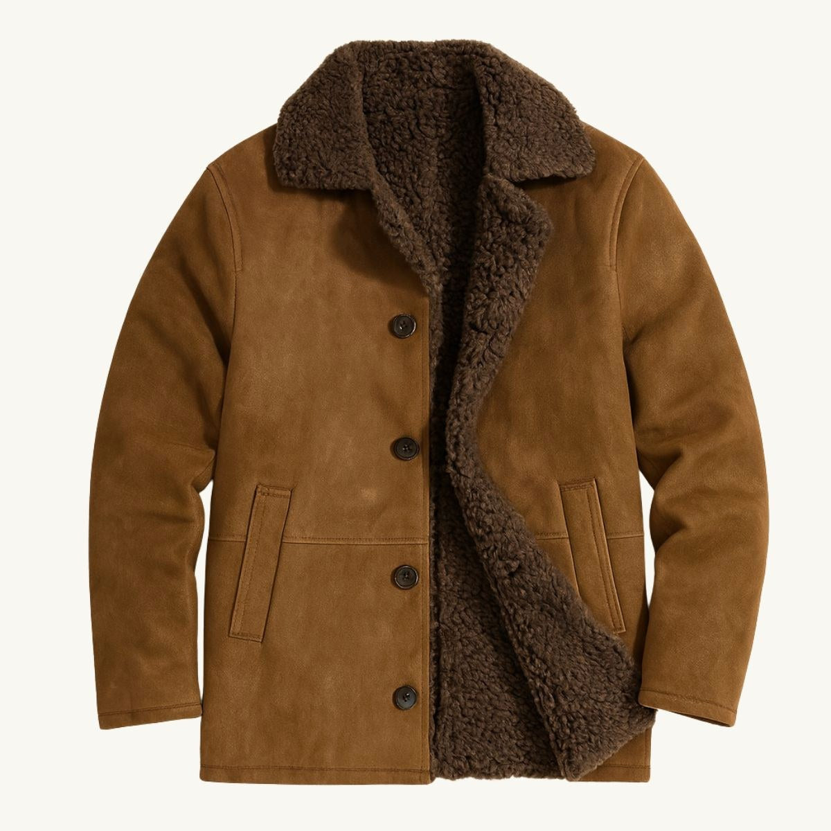 Sawyer | Men's Shearling Collar Overcoat, Tailored Winter Coat | Animated Apparel