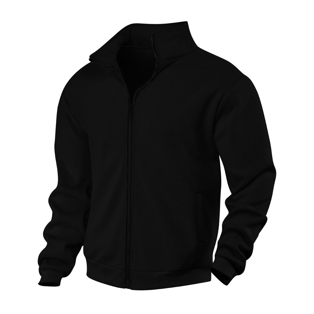 Eloise | Women's Zip-Through Cardigan with Stand Collar, Ribbed Knit Cardigan | Animated Apparel