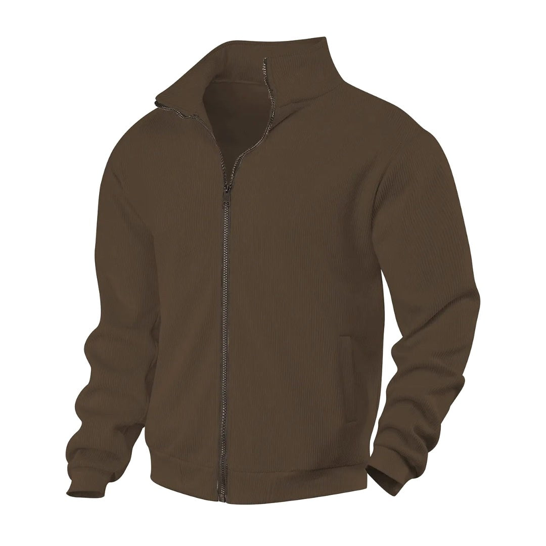 Eloise | Women's Zip-Through Cardigan with Stand Collar, Ribbed Knit Cardigan | Animated Apparel