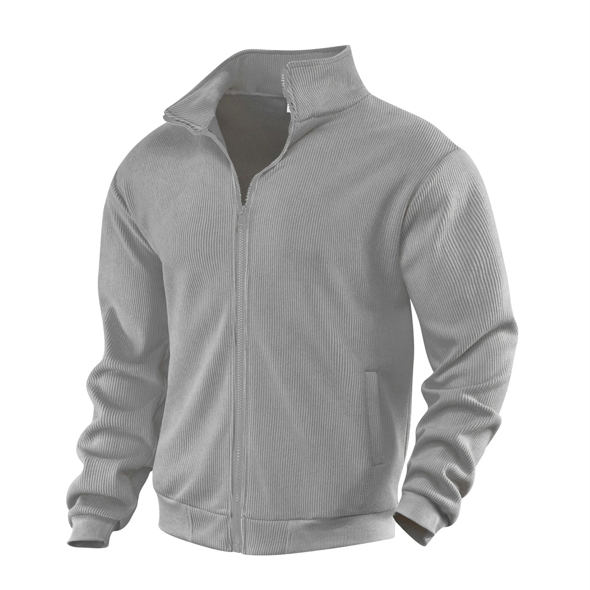 Eloise | Women's Zip-Through Cardigan with Stand Collar, Ribbed Knit Cardigan | Animated Apparel