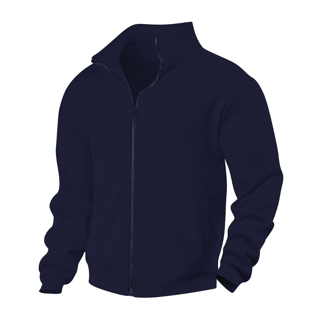 Eloise | Women's Zip-Through Cardigan with Stand Collar, Ribbed Knit Cardigan | Animated Apparel